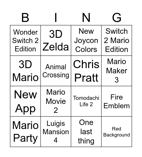 Untitled Bingo Card
