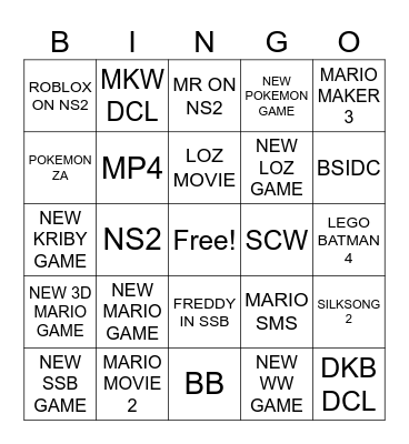 Nintendo direct bingo card Bingo Card
