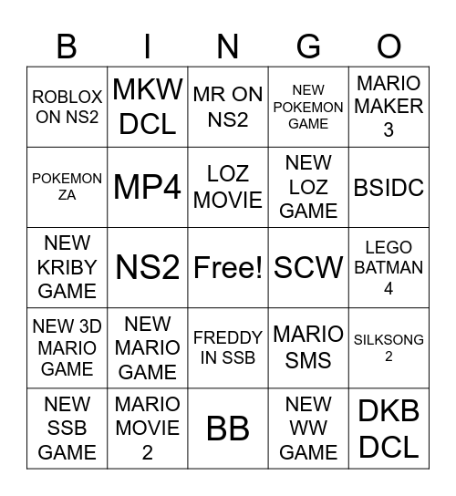 Nintendo direct bingo card Bingo Card