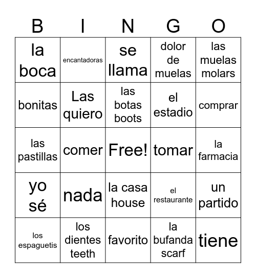 Billy la Bufanda Bingo Card
