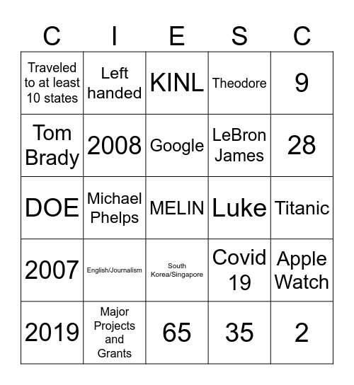 CIESC - 3 Bingo Card