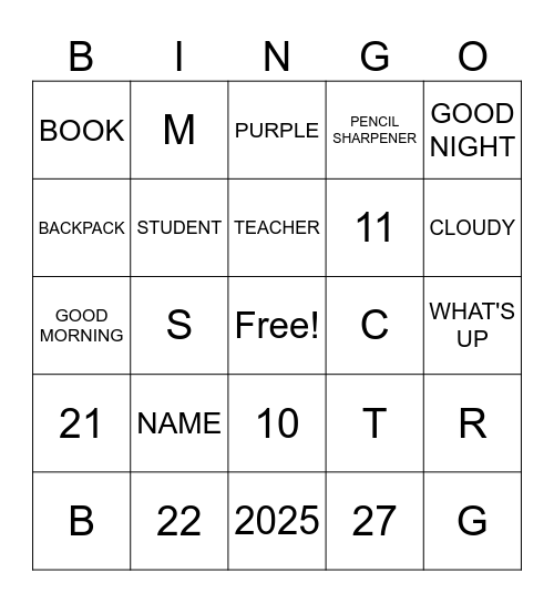 ASL I Bingo Card