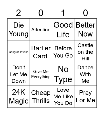 HHS-2010's (Round 1) Bingo Card