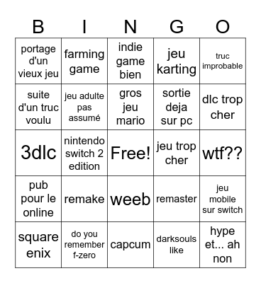 Ninetenedo directo Bingo Card