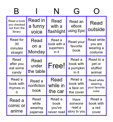 October Reading Bingo Card