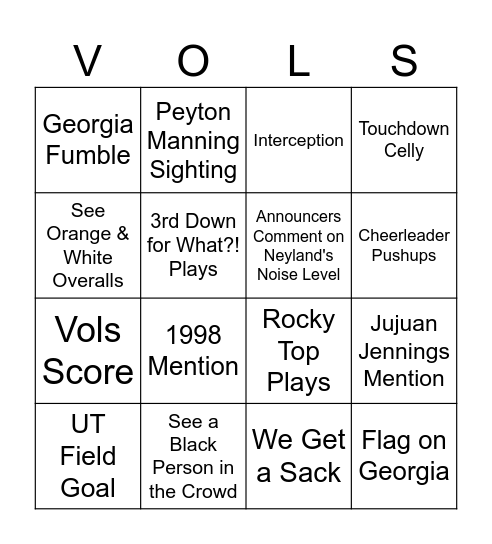 #BeatGeorgia Bingo Card