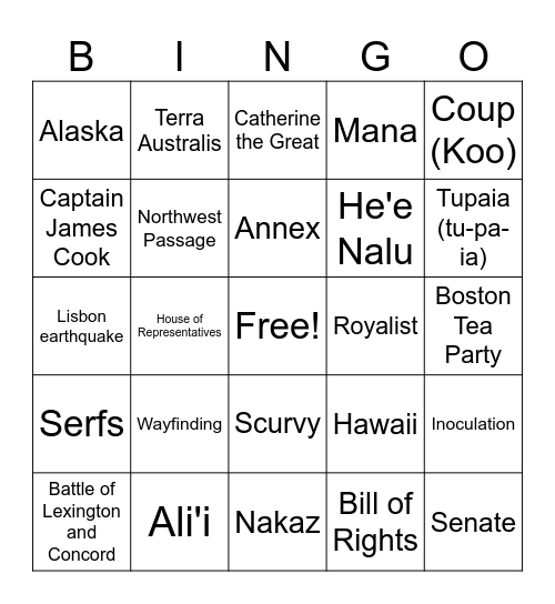 Early Modern Review - Sections 19-21 Bingo Card