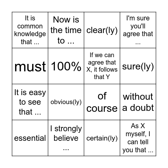 Use these persuasive words 💬 Bingo Card