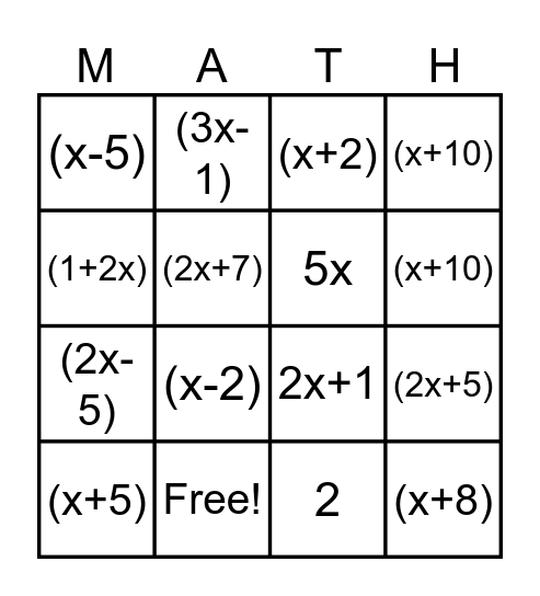 CHAPTER 5 BINGO Card