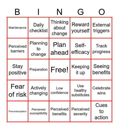 Health Promotion Lecture Bingo Card