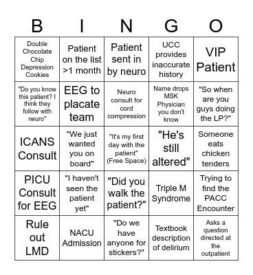 MSK Bingo Card