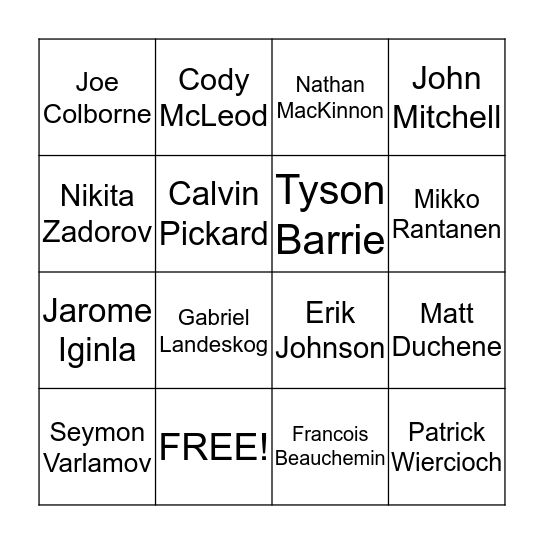 Avalanche Players BINGO! Bingo Card