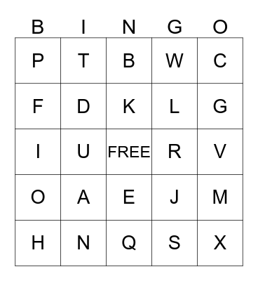 Alphabet Bingo Card