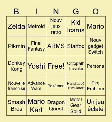 Bingo Nintendo Direct Bingo Card