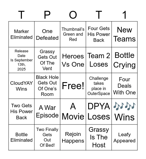 TPOT 20 Bingo Card Bingo Card
