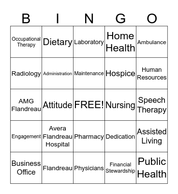 Happy Hospital Week Bingo Card