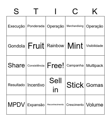 Mentos Bingo Card