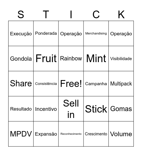 Mentos Bingo Card