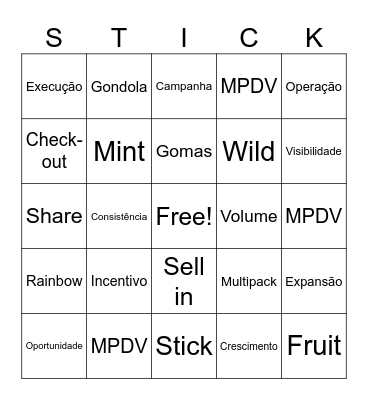 Mentos Bingo Card