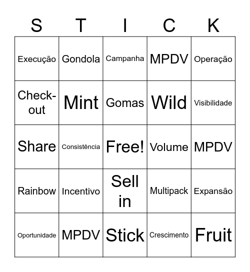Mentos Bingo Card