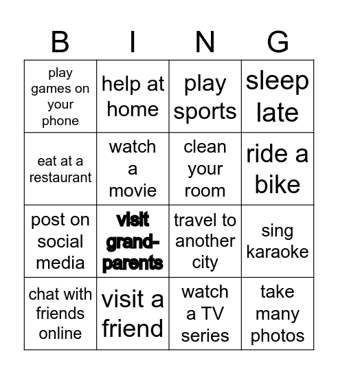 Ask your classmates: Did you...? Bingo Card