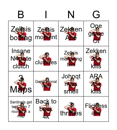 GX Vs SEN Bingo Card