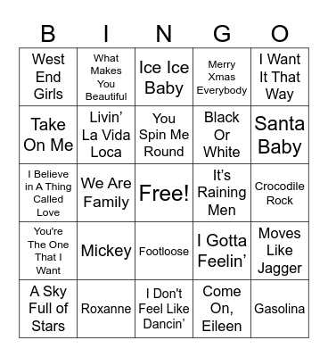 Boombox bingo Card