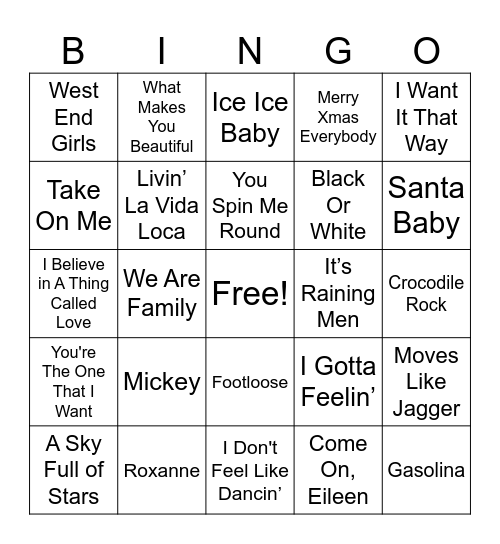 Boombox bingo Card