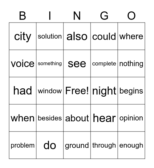 Untitled Bingo Card