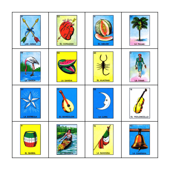 Lotería Bingo Card