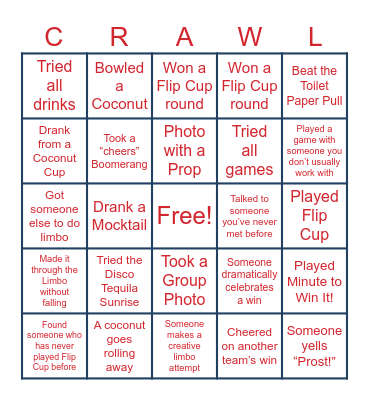 Social Crawl Bingo Card