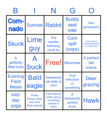 Harvest Bingo-Part 2! Must include (clear) photos Bingo Card