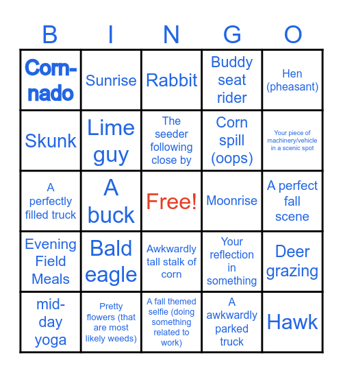 Harvest Bingo-Part 2! Must include (clear) photos Bingo Card
