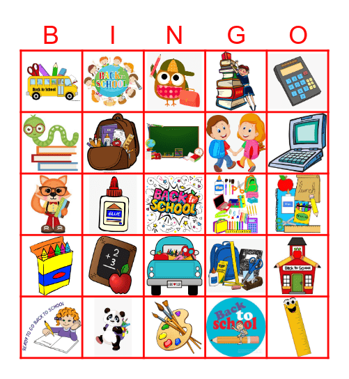 Back To School Bingo Card