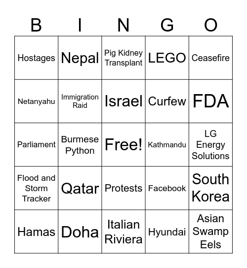 CNN 10 9/12/25 Bingo Card