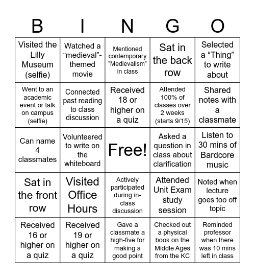 HIST 373 BINGO Card