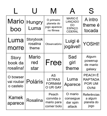 MARIO GALAXY MOVIE BINGO Card