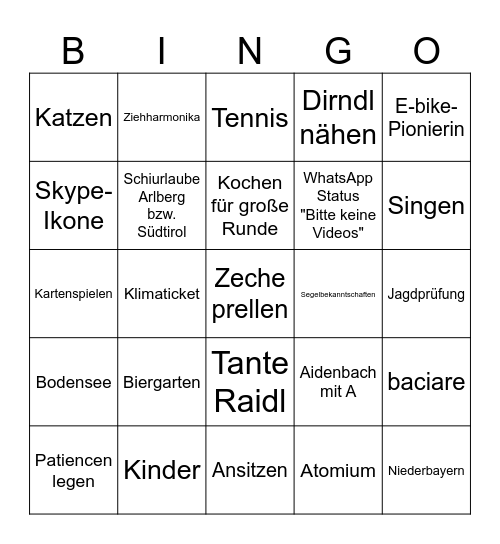 Ingrid's 85er Bingo Card