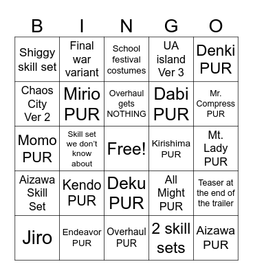 Untitled Bingo Card