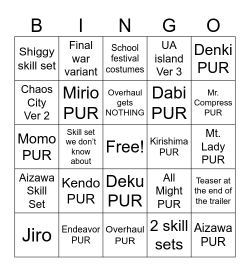 Untitled Bingo Card