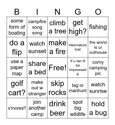 camping Bingo Card