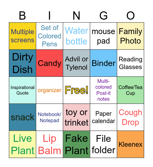 What's on Your Desk? Bingo Card