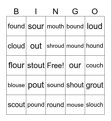 ou /ow/ Bingo Card