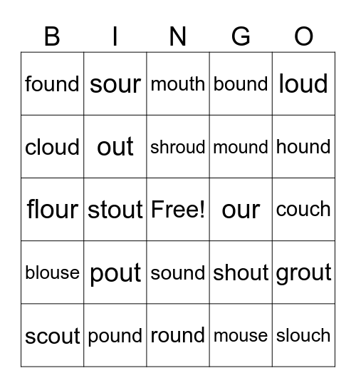 ou /ow/ Bingo Card
