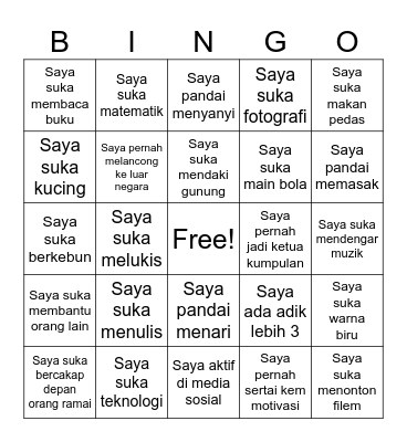 Ice-breaking Bingo Card