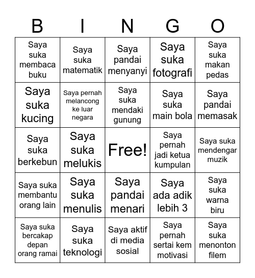 Ice-breaking Bingo Card