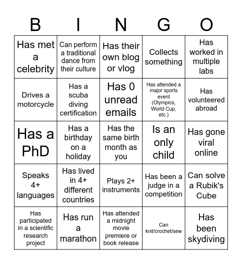 Colleague Bingo Card