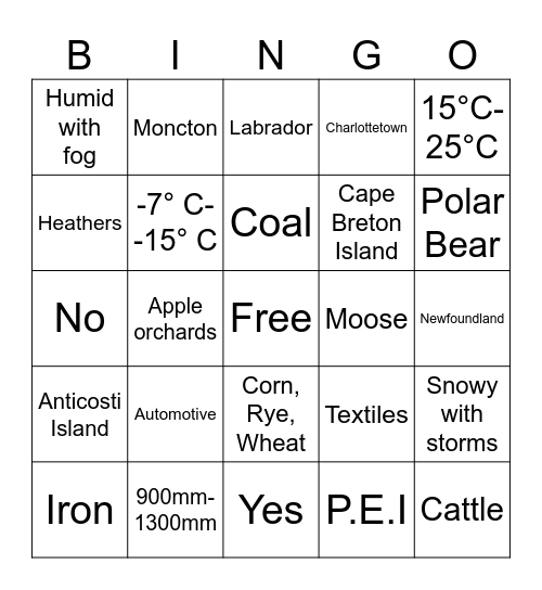 Appalachian Bingo Card