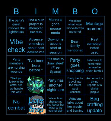 Rising Tide ep.4 Bingo Card