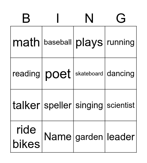 Getting to Know You Bingo Card